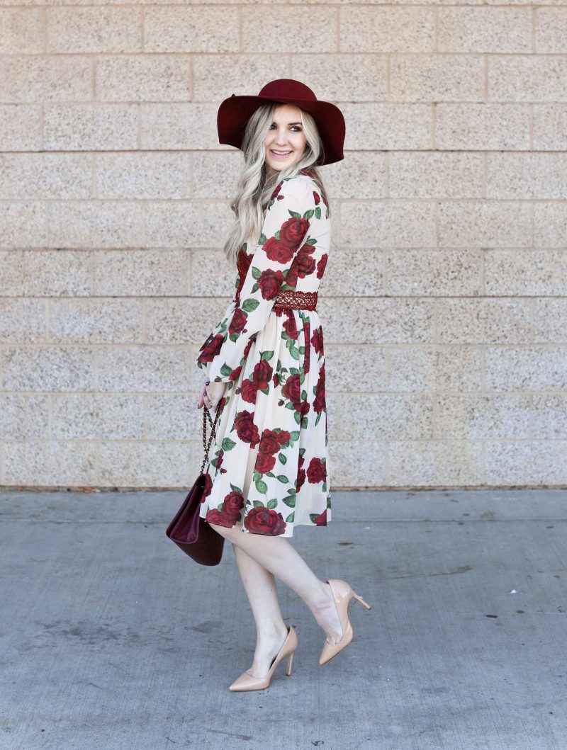 holiday rose dress - styled 3 ways - Stripes in Bloom