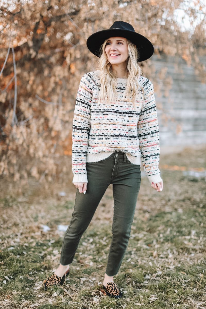 textured sweater + my favorite sherpa jacket - Stripes in Bloom