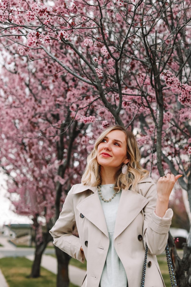 neutral trench coat - Stripes in Bloom